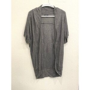 Express Womens Open Front Crochet Cardigan‎ Sweater XS Gray Office Career Casual